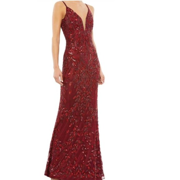 Mac Duggal Red Sequin Maxi Dress - Picture 2 of 9